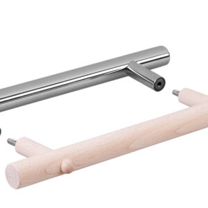 Eliga Door Handle Set High Polished Stainless Steel/Wood For Sauna Glass Doors