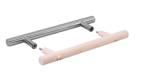 Eliga Door Handle Set High Polished Stainless Steel/Wood For Sauna Glass Doors