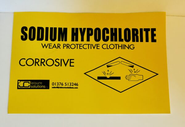 Sodium Hypochlorite Self-Adhesive Warning Label